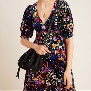 Anthropologie Francie Velvet Floral Mini Dress